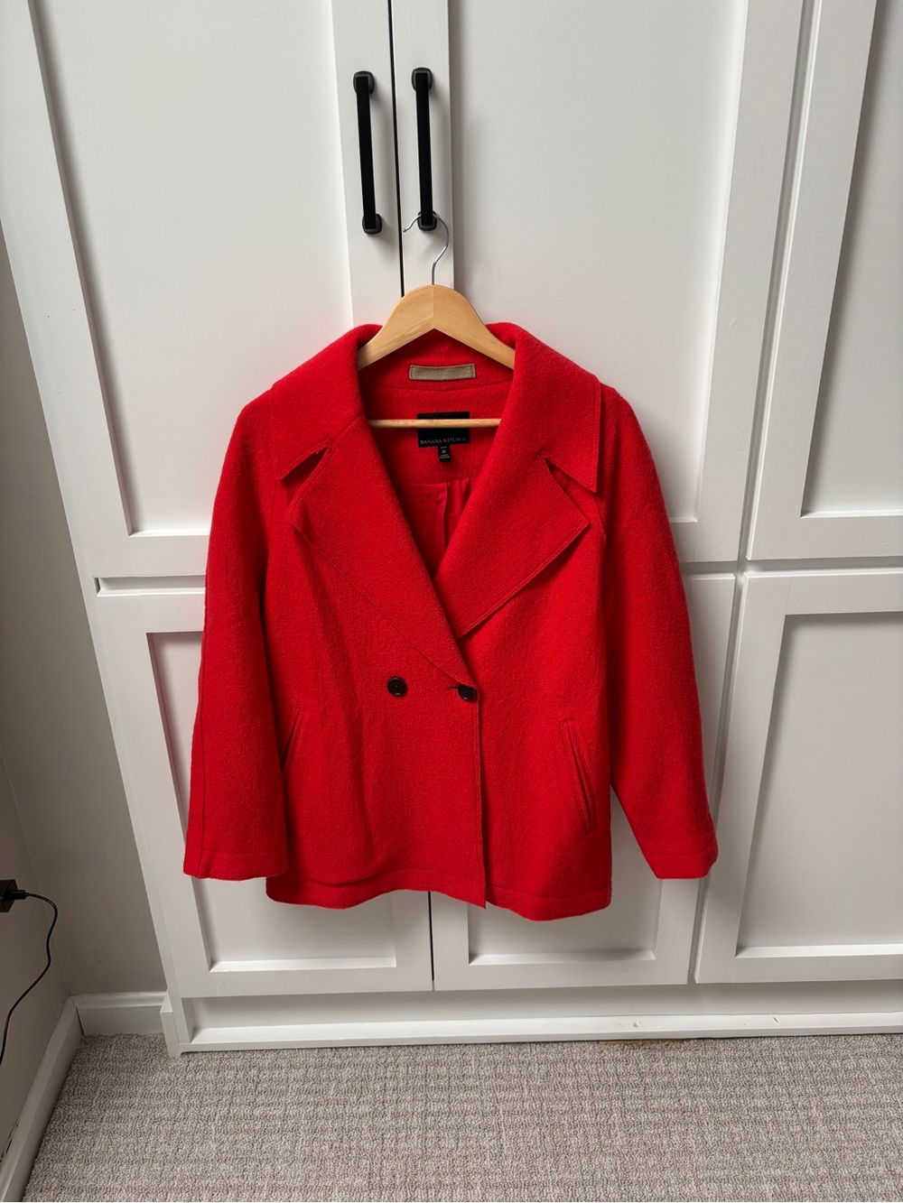 Banana Republic Vibrant Red Double-Breasted Peacoat